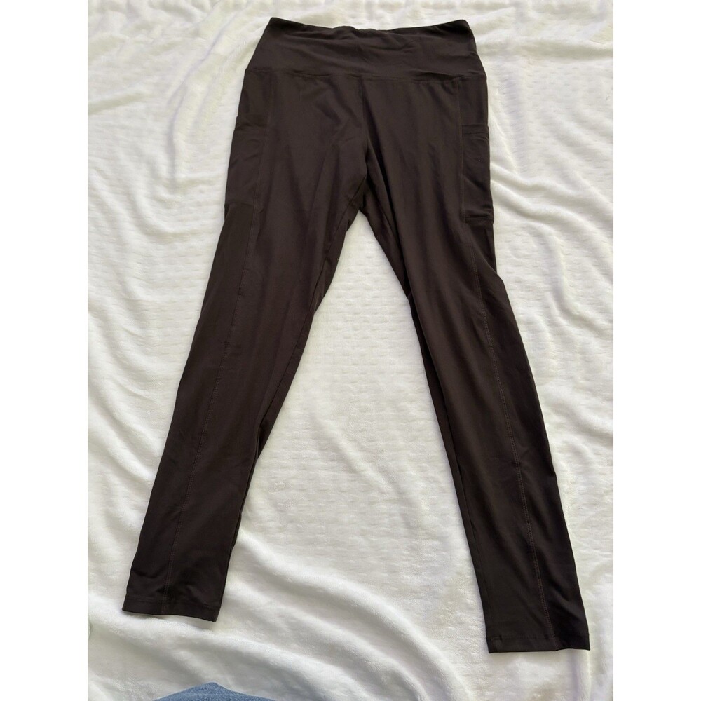 Women's Size L-XL Dark Brown Leggings with Side Pockets NWOT UNBRANDED